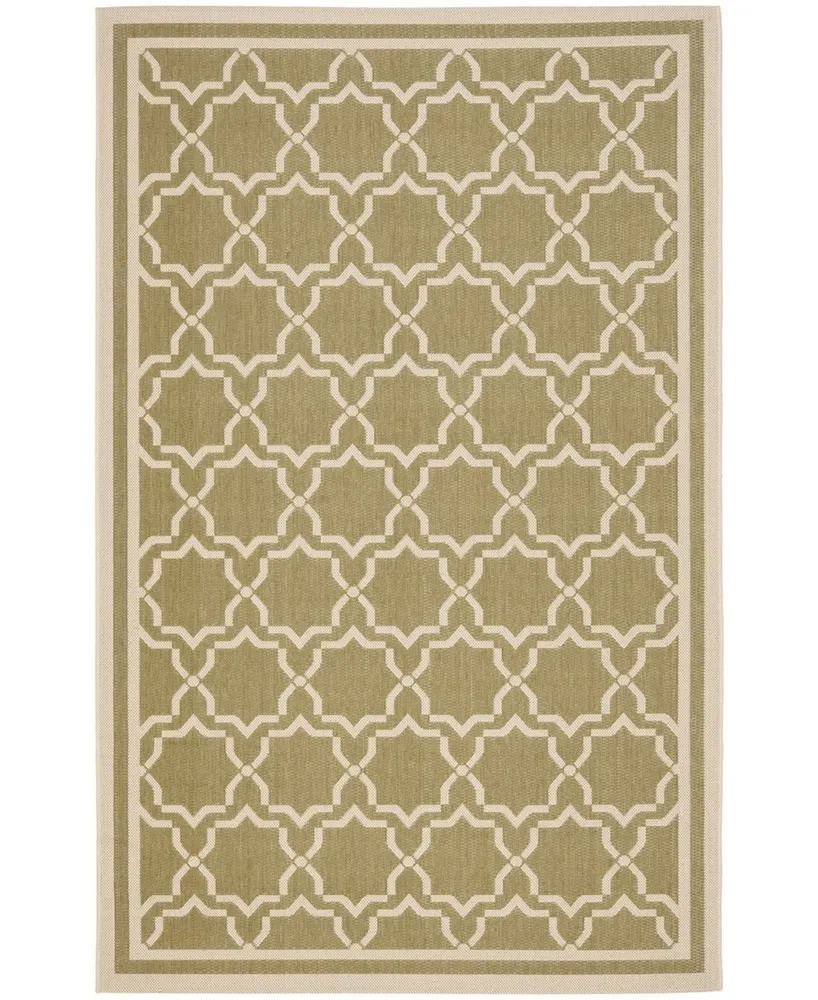 Safavieh Courtyard CY6916 Green and Beige 7'10" x 7'10" Round Outdoor Area Rug