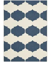 Safavieh Courtyard CY6162 Beige and Navy 6'7" x 9'6" Outdoor Area Rug