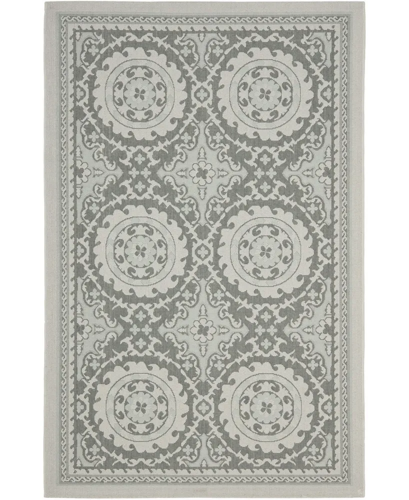 Safavieh Courtyard CY7059 Light Grey and Anthracite 2'3" x 6'7" Runner Outdoor Area Rug