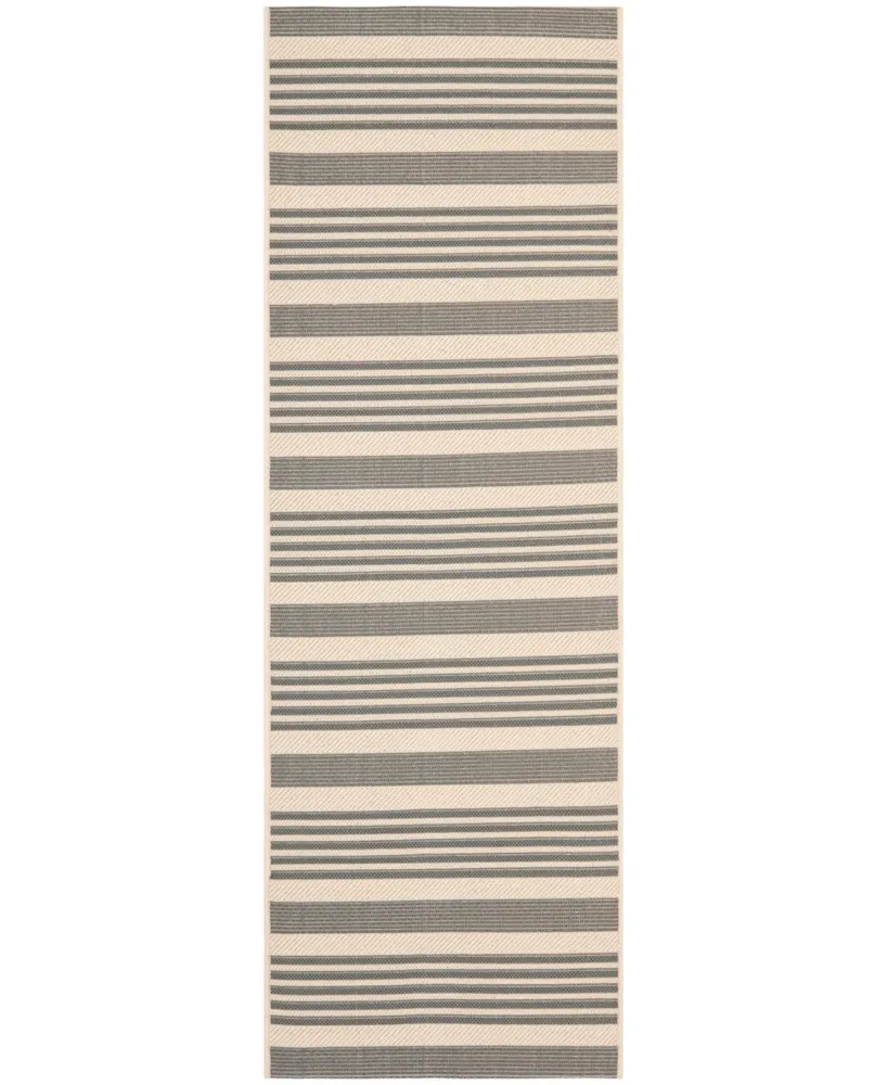 Safavieh Courtyard CY6062 Grey and Bone 2'3" x 8' Runner Outdoor Area Rug