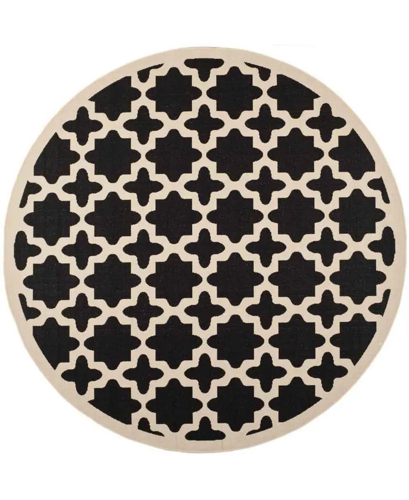 Safavieh Courtyard CY6913 Black and Beige 4' x 4' Sisal Weave Round Outdoor Area Rug