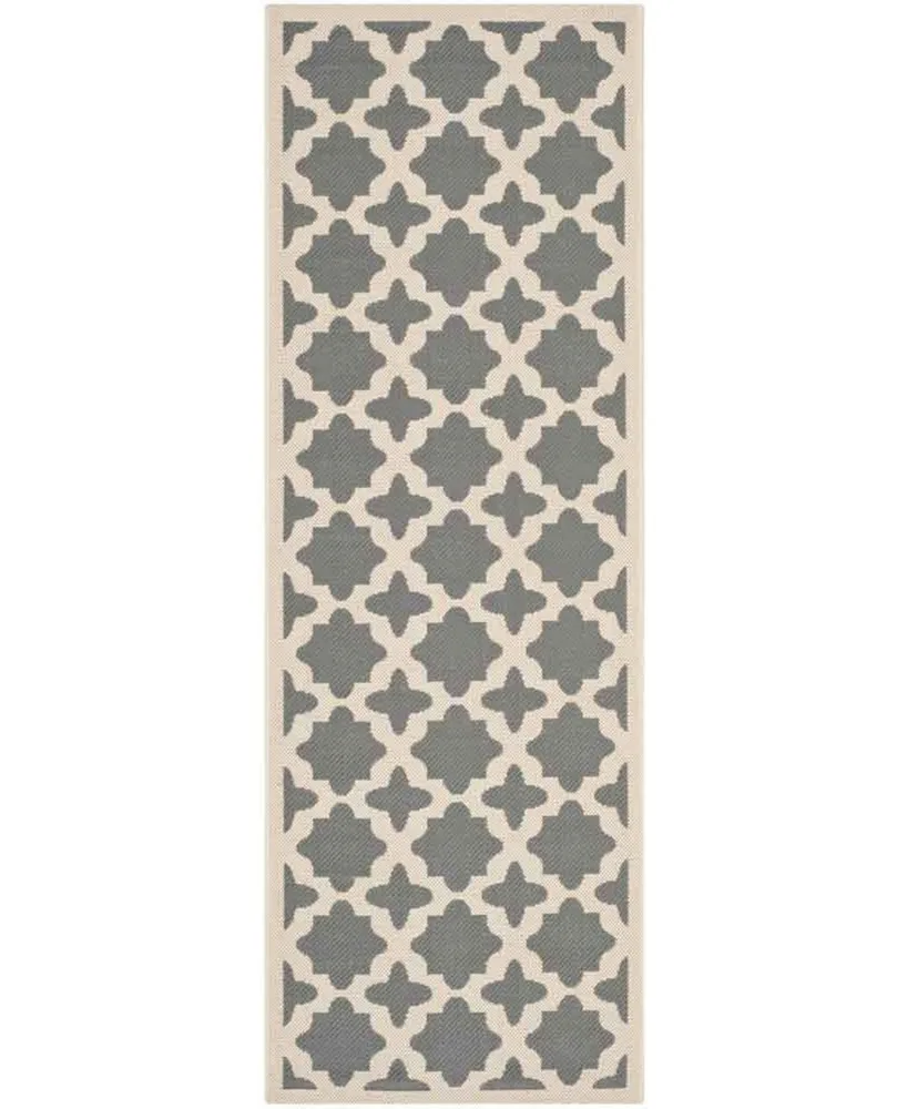 Safavieh Courtyard CY6913 Anthracite and Beige 2'3" x 10' Sisal Weave Runner Outdoor Area Rug