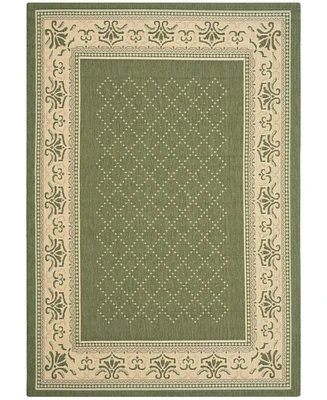 Safavieh Courtyard CY0901 Olive and Natural 5'3" x 5'3" Round Outdoor Area Rug