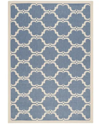 Safavieh Courtyard CY6009 Blue and Beige 7'10" x 7'10" Sisal Weave Round Outdoor Area Rug