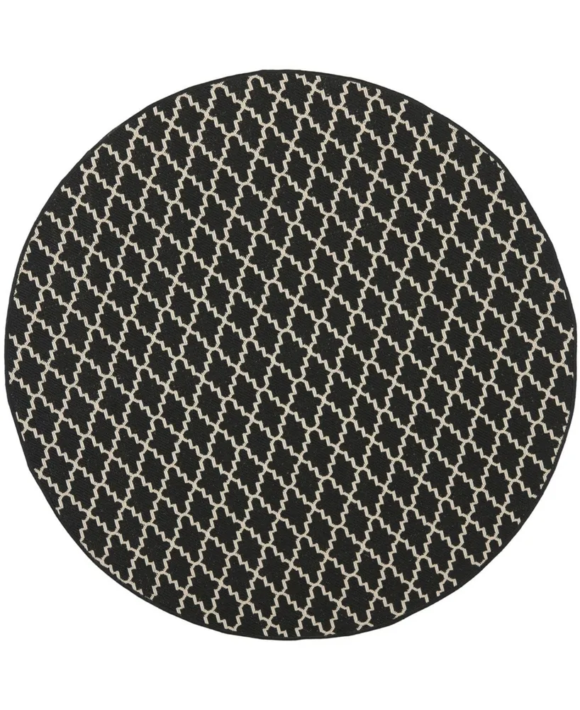 Safavieh Courtyard CY6919 Black and Beige 7'10" x 7'10" Round Outdoor Area Rug