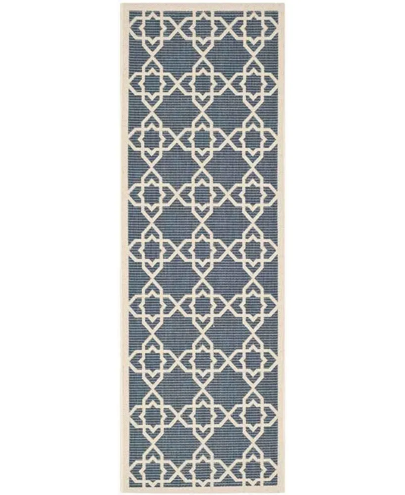 Safavieh Courtyard CY6032 Navy and Beige 2'7" x 8'2" Sisal Weave Runner Outdoor Area Rug