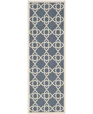 Safavieh Courtyard CY6032 Navy and Beige 2'7" x 8'2" Sisal Weave Runner Outdoor Area Rug