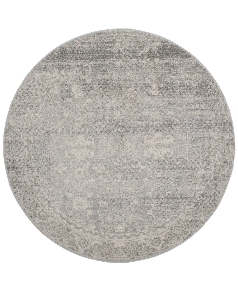 Safavieh Evoke EVK270 Silver and Ivory 6'7" x 6'7" Round Area Rug