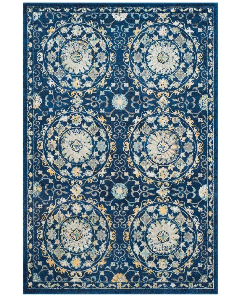 Safavieh Evoke EVK252 Navy and Ivory 6'7" x 6'7" Square Area Rug