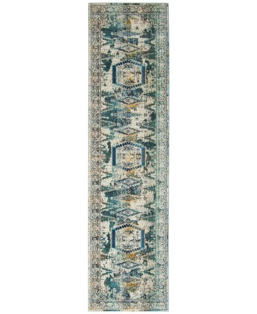 Safavieh Baldwin BDN128 Ivory and Teal 2'2" x 6' Sisal Weave Runner Area Rug