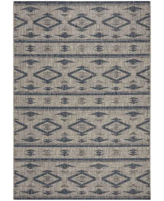 Safavieh Courtyard CY8863 Gray and Navy 2' x 3'7" Sisal Weave Outdoor Area Rug