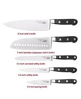 Cooks Standard 6-Piece Stainless Steel Knife Set with Expandable Block