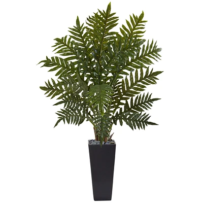 Nearly Natural 4.5' Evergreen Artificial Plant in Black Planter
