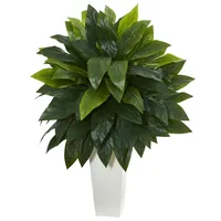 Nearly Natural Cordyline Artificial Plant in White Tower Planter