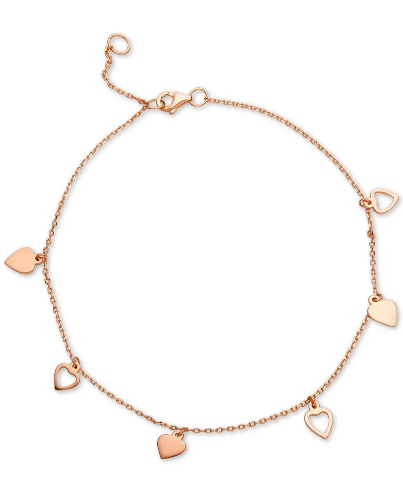 Giani Bernini Heart Charm Ankle Bracelet in 18k Rose Gold-Plated Sterling Silver, Created for Macy's