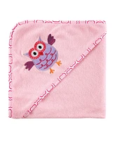 Luvable Friends Hooded Towel, Pink Owl, One Size