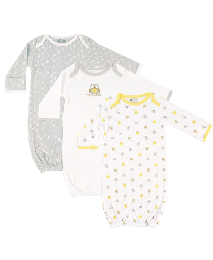 Luvable Friends Baby Baby Unisex Cotton Gowns, Owl, 0-6 Months