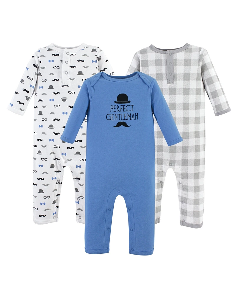 Hudson Baby Infant Boy Cotton Coveralls 3pk, Perfect Gentleman