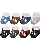 Hudson Baby Short Crew Socks, 8-Pack, Boy Athletic, 0-24 Months