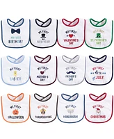 Hudson Baby Infant Boy Cotton Terry Drooler Bibs with Fiber Filling 12pk