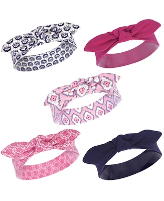Touched by Nature Baby Girls Organic Cotton Headbands 5pk, Garden Floral, 0-24 Months