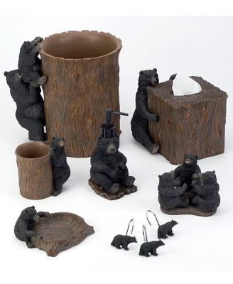 Avanti Black Playful Bears Lodge Resin Bath Accessories