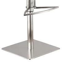 Cafe Adjustable Height Swivel Gray Artificial leather and Walnut Wood Bar Stool with Brushed Stainless Steel Base