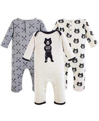 Yoga Sprout Baby Boys Cotton Coveralls 3pk, Spaceship, 6-9 Months