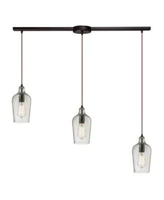 Hammered Glass Collection 3 light pendant in Oil Rubbed Bronze