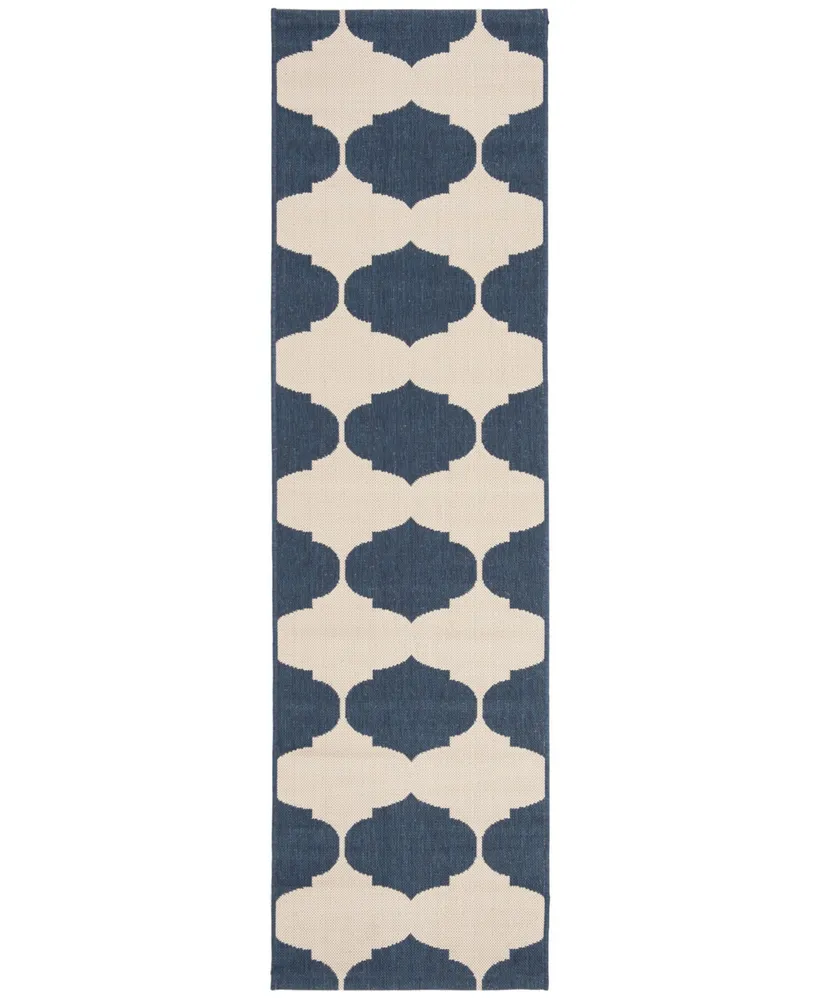 Safavieh Courtyard CY6162 Beige and Navy 2'3" x 12' Runner Outdoor Area Rug