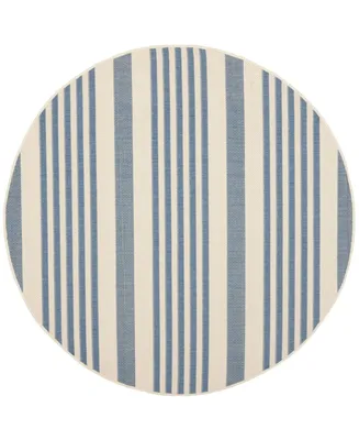 Safavieh Courtyard CY6062 Beige and Blue 5'3" x 5'3" Sisal Weave Round Outdoor Area Rug