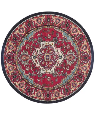 Safavieh Monaco MNC207 Red and Turquoise 6'7" x 6'7" Round Area Rug