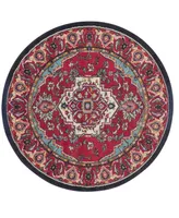 Safavieh Monaco MNC207 Red and Turquoise 6'7" x 6'7" Round Area Rug