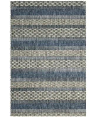 Safavieh Courtyard CY8464 Gray and Navy 6'7" x 9'6" Outdoor Area Rug