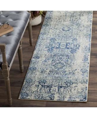 Safavieh Evoke EVK260 Ivory and Blue 2'2" x 9' Runner Area Rug