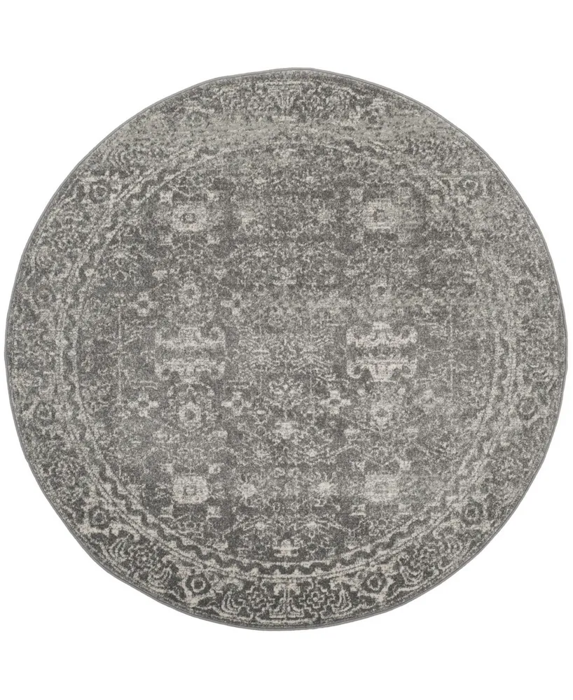 Safavieh Evoke EVK270 Gray and Ivory 6'7" x 6'7" Round Area Rug