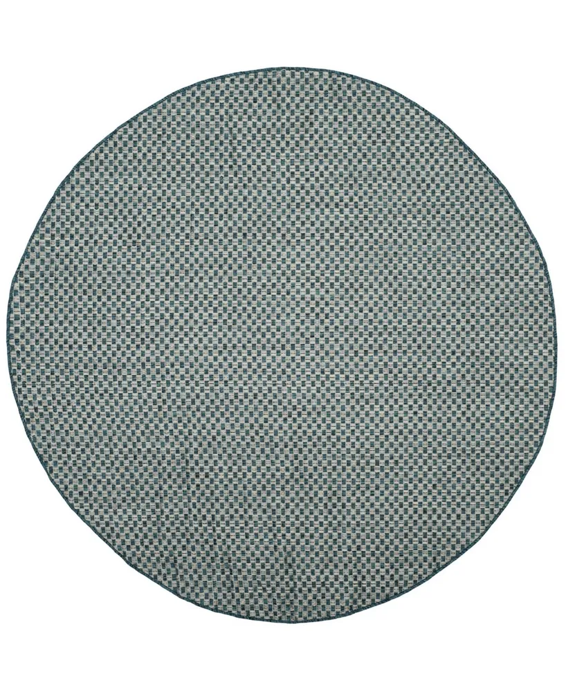 Safavieh Courtyard CY8653 Turquoise and Light Gray 6'7" x 6'7" Sisal Weave Round Outdoor Area Rug