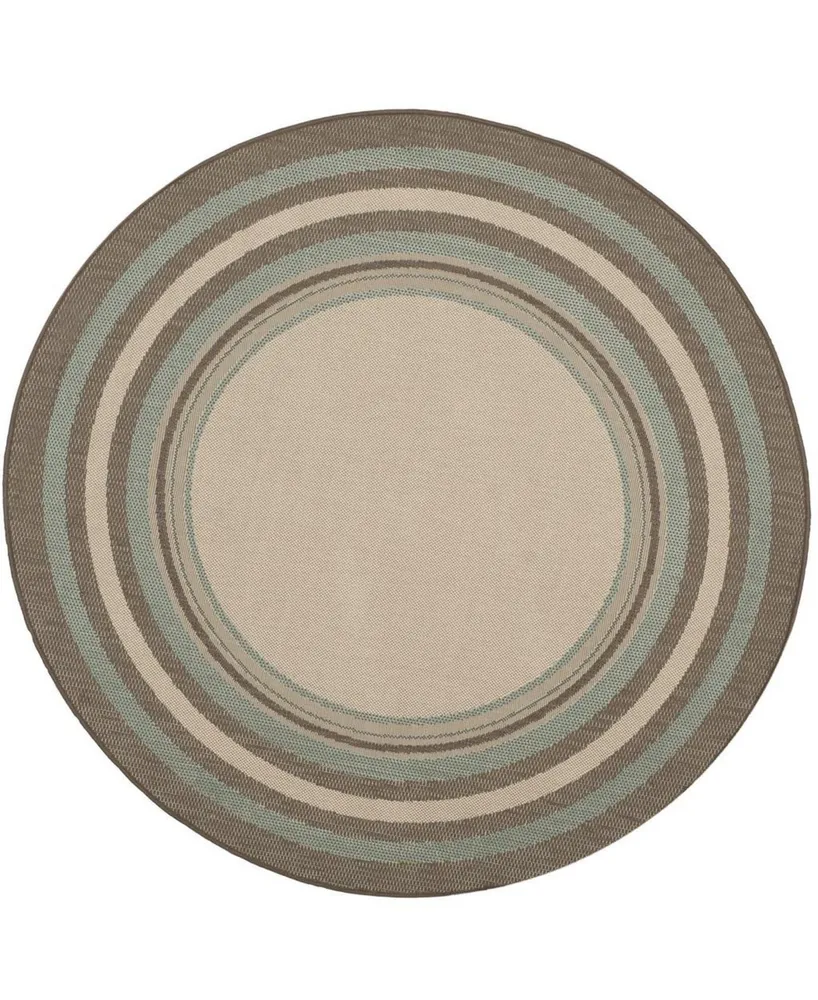 Safavieh Courtyard CY7896 Beige and Blue 5'3" x 5'3" Round Outdoor Area Rug