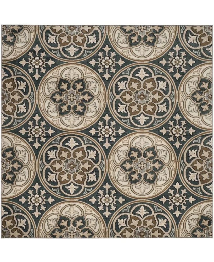 Safavieh Lyndhurst LNH341 Slate Blue and Beige 8' x 8' Square Area Rug