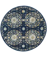 Safavieh Evoke EVK252 Navy and Ivory 6'7" x 6'7" Round Area Rug