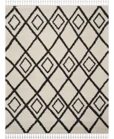 Safavieh Moroccan Fringe Shag MFG244 Cream and Charcoal 8' X 10' Area Rug