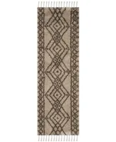 Safavieh Moroccan Fringe Shag MFG248 Mushroom and Grey 2'3" X 7' Runner Area Rug