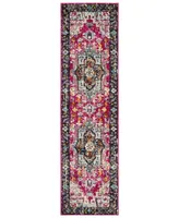 Safavieh Monaco MNC253 Fuchsia and Grey 2'2" x 8' Runner Area Rug