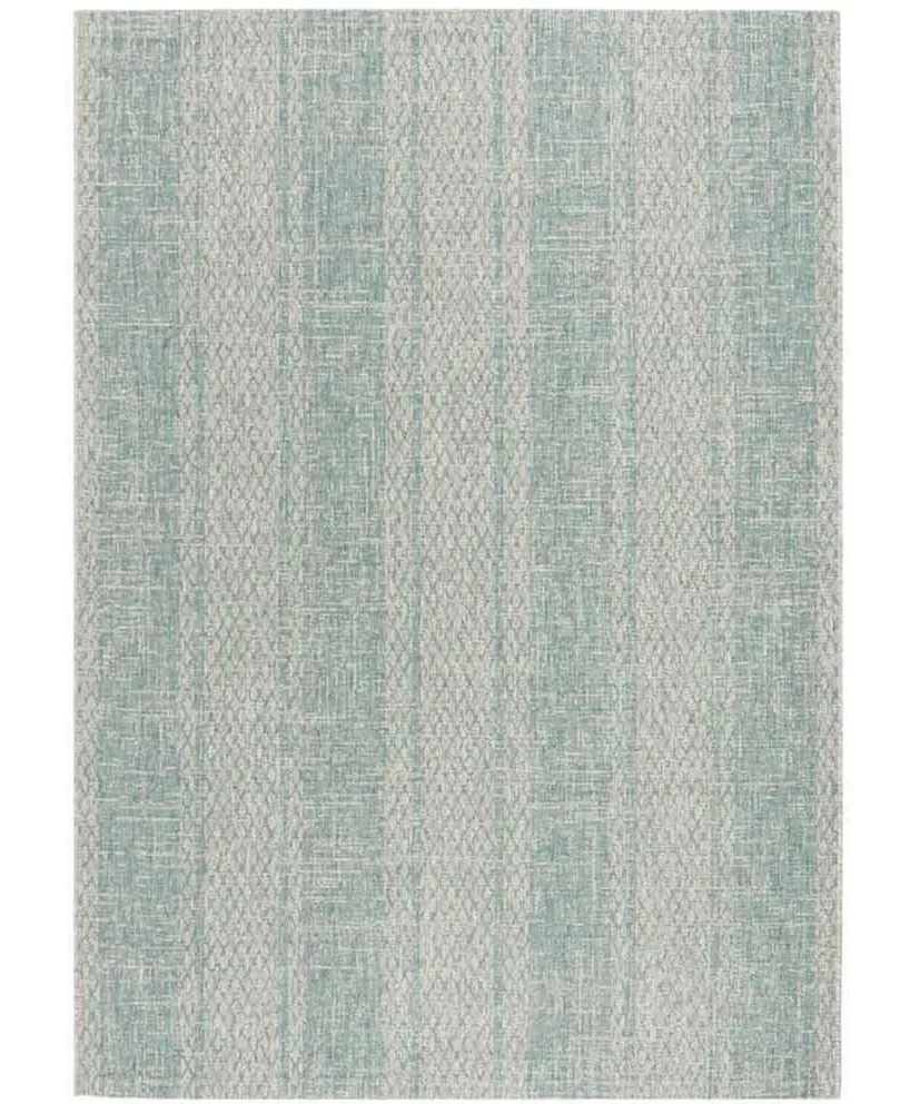 Safavieh Courtyard CY8736 Light Gray and Aqua 4' x 5'7" Sisal Weave Outdoor Area Rug