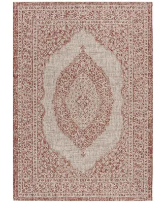 Safavieh Courtyard CY8751 Light Beige and Terracotta 4' x 5'7" Sisal Weave Outdoor Area Rug