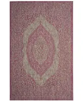 Safavieh Courtyard CY8751 Light Gray and Fuchsia 5'3" x 7'7" Sisal Weave Outdoor Area Rug