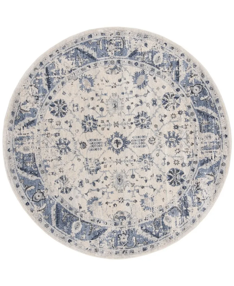 Safavieh Charleston CHL413 Ivory and Blue 6'7" x 6'7" Round Area Rug