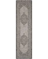 Safavieh Courtyard CY8751 Light Grey and Black 2'3" x 12' Sisal Weave Runner Outdoor Area Rug