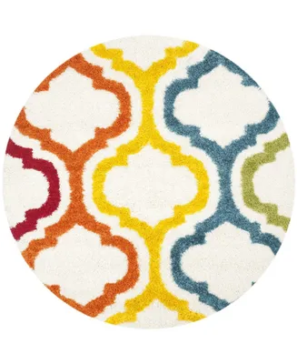 Safavieh Shag Kids SGK561 Ivory and Multi 6'7" x 6'7" Round Area Rug