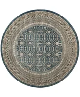 Safavieh Sofia SOF376 Blue and Beige 6'7" x 6'7" Round Area Rug